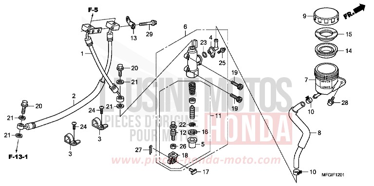 REAR BRAKE MASTERCYLINDER (CB600FA/FA3) for CB600F Hornet ABS PEARL NIGHTSTAR BLACK (NHA84) from 2010